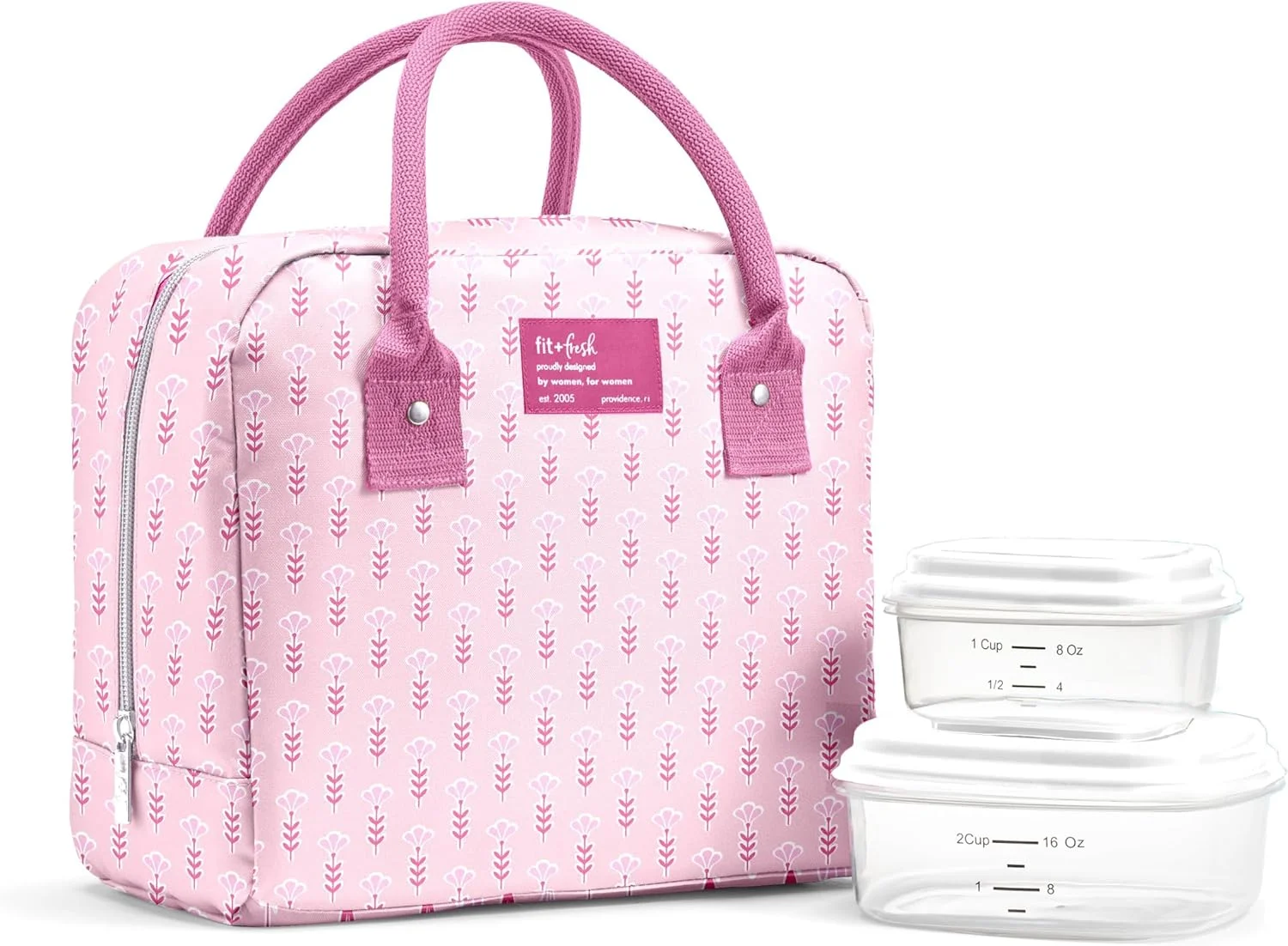 Fresh Bloomington Lunch Bag for Women - Insulated Large Lunch Box for Work with Containers, Leak-Resistant, Stain-Resistant, Zipper Closure - Image 3