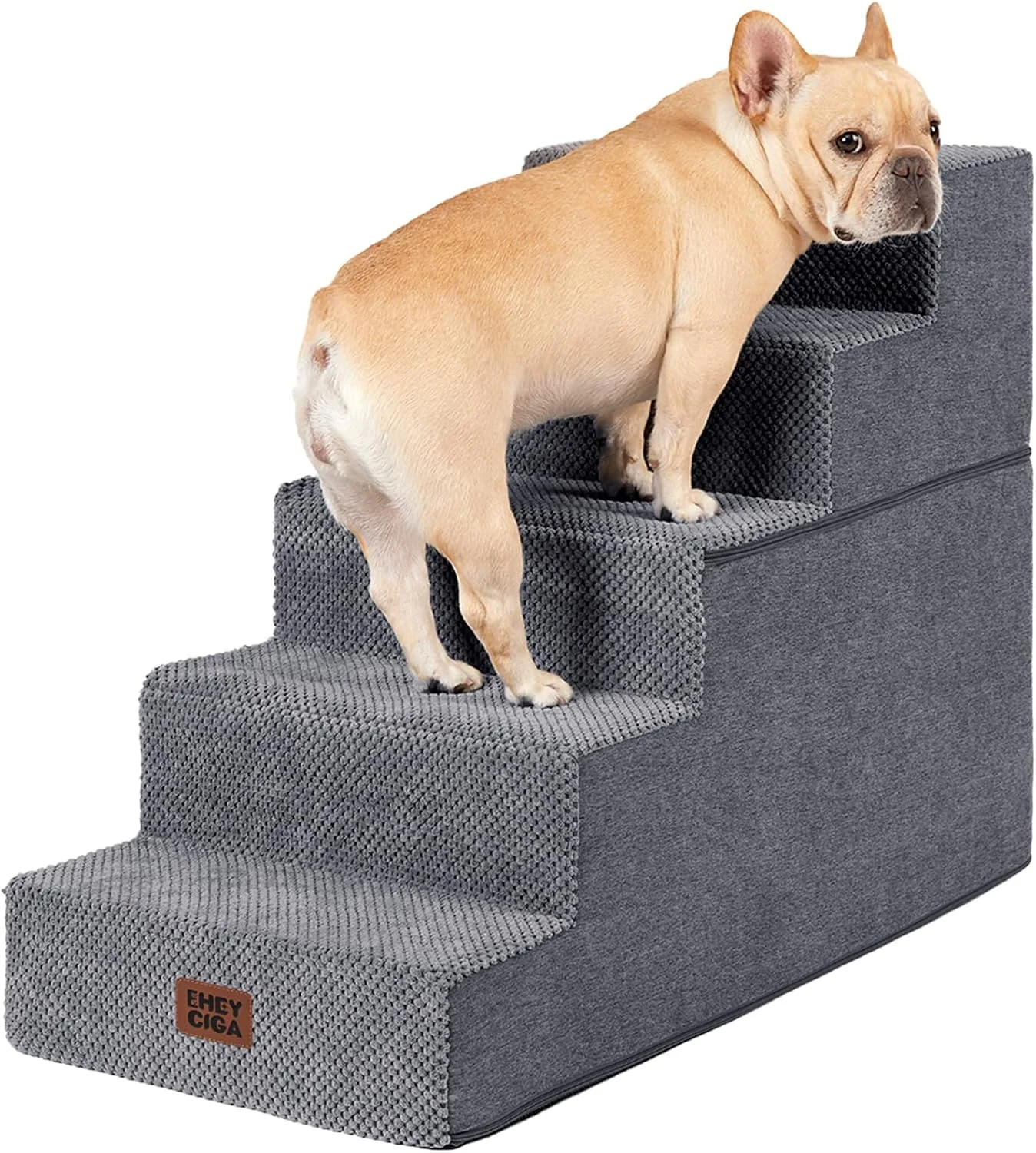 EHEYCIGA Dog Stairs for Small Dogs, 18 Inch H, 4 Steps for Beds, Grey - Image 3