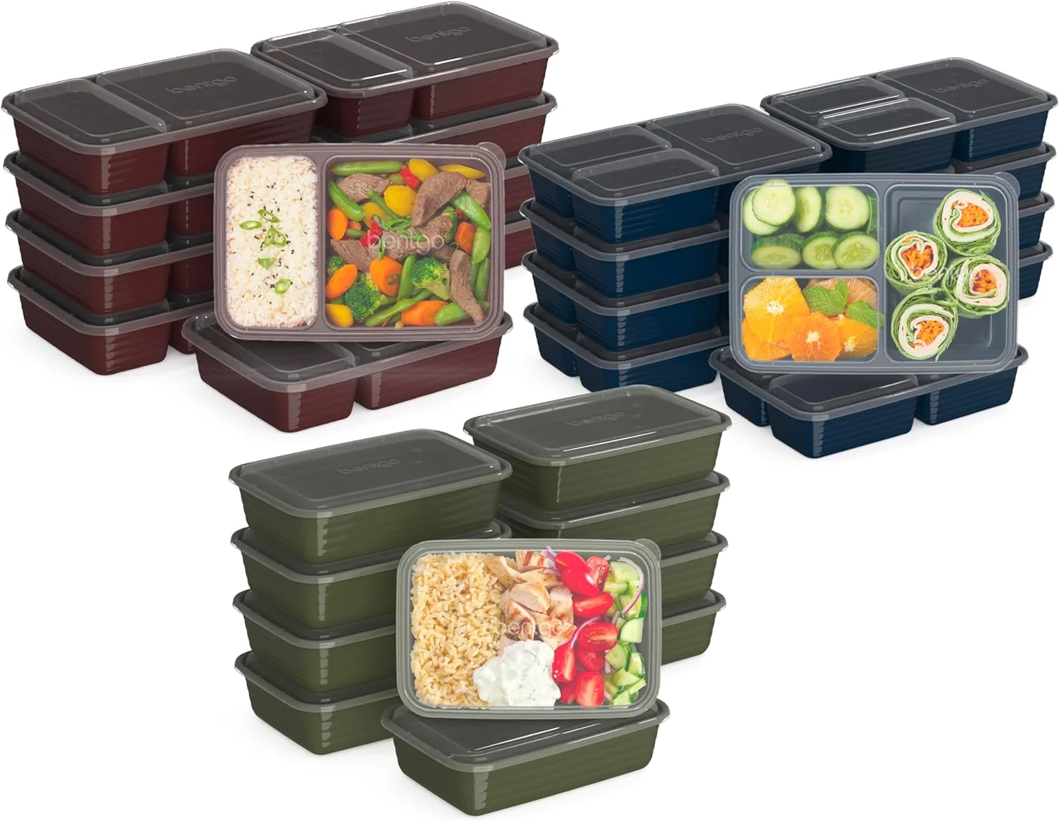 Bentgo Prep Meal Prep Kit, 1, 2 & 3-Compartment Containers, 60 Piece Set - Image 3