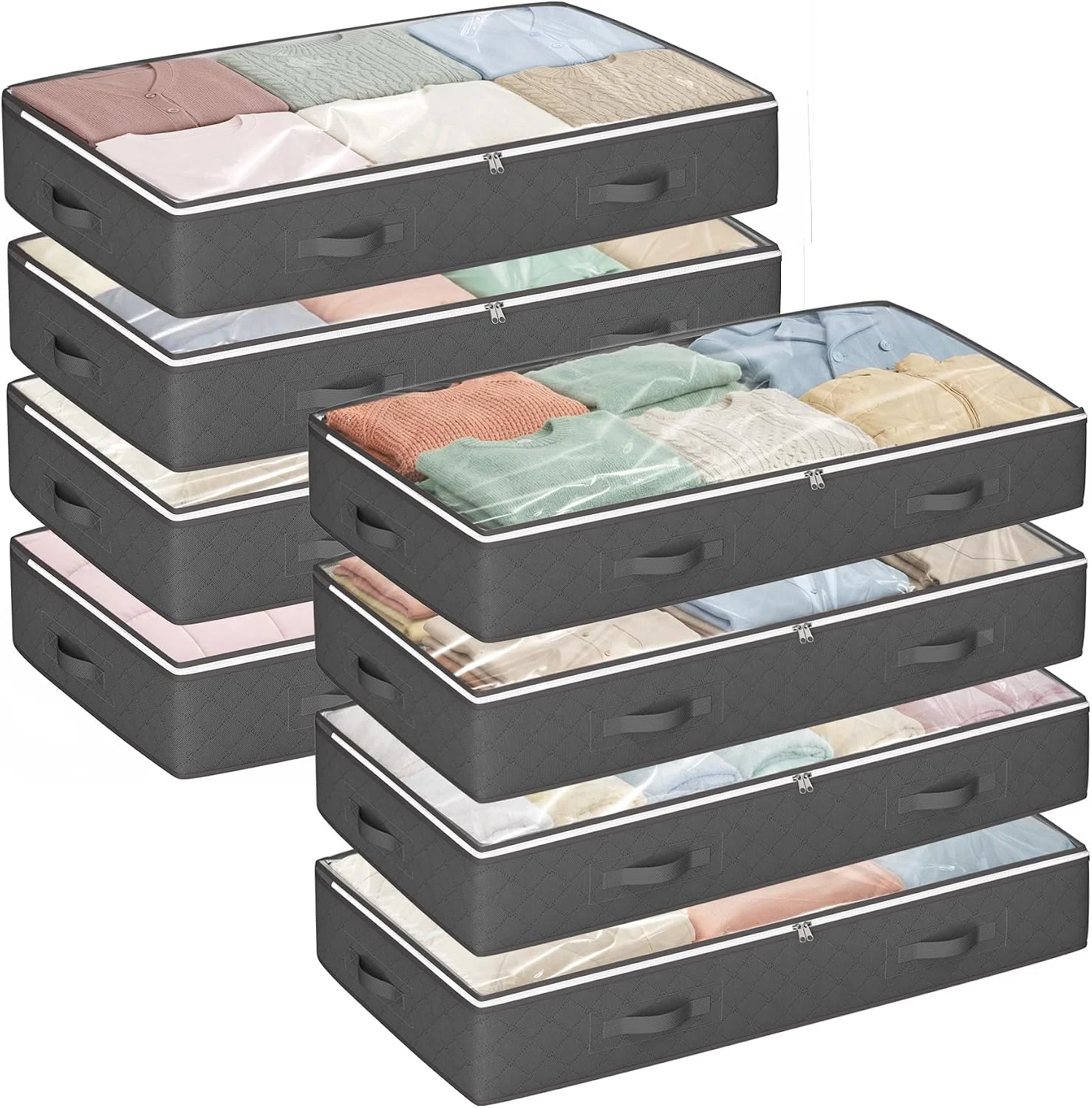 Budding Joy 90L Under Bed Storage Containers, Foldable Storage Bags Grey - Image 3