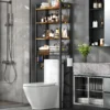 Over-The-Toilet Storage Rack, 4-Tier Bathroom Organizer Shelf Over Toilet with Adjustable Shelf and Basket, Freestanding Space Saver Bathroom Shelves Above Toilet for Room (Pure White)