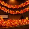 Fall Decor Fall Decorations for Home 9FT Plug in Fall Garland with Lights 50 Orange Bulbs Connectable Lighted Fall Garland Light for Indoor Outdoor