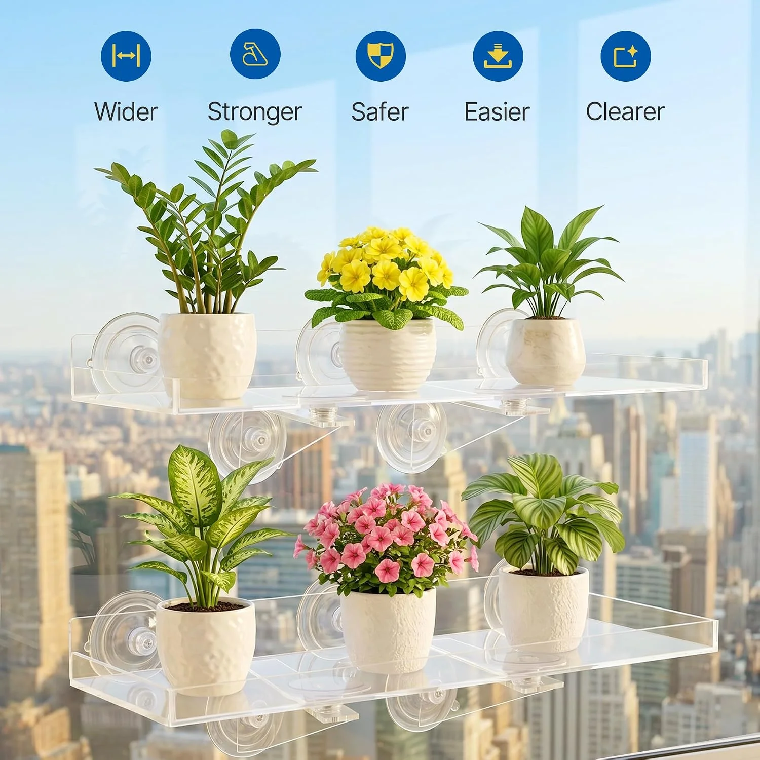 Pack Window Plant Shelves, 15.7 x 5.9 Inch Heavy Duty Suction Cup Shelf - Image 8