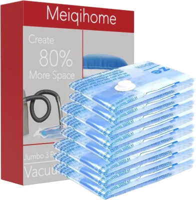 Vacuum Storage Bags 10 Combo (5 Jumbo、5Large), Space Saver Sealer Bags, Airtight Compression Bags for Clothes, Pillows, Comforters, Blankets, Bedding