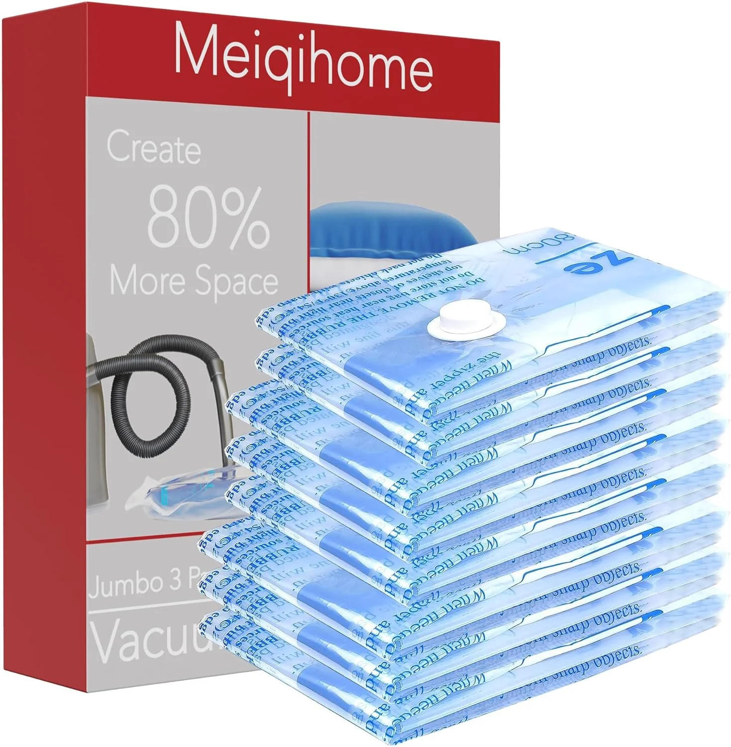 Vacuum Storage Bags 10 Combo (5 Jumbo、5Large), Space Saver Sealer Bags, Airtight Compression Bags for Clothes, Pillows, Comforters, Blankets, Bedding