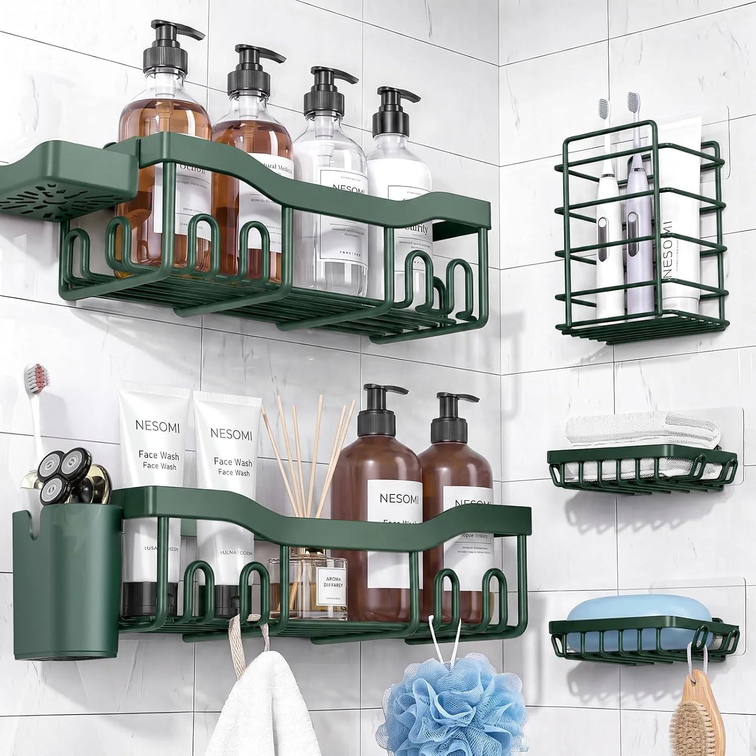 7-Pack Shower Caddy Adhesive, Stainless Steel Shower Organizer Shelf - Image 12