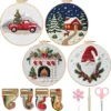 Embroidery Kit, Skeleton Cross Stitch Kits, 4 Set Craft Kits for Beginners with Pre-Printed Embroidery Fabric, Hoops, Step-by-Step Instructions