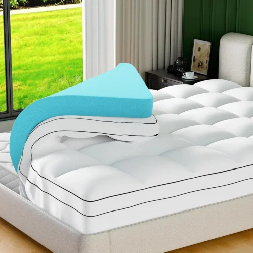 4 Inch Dual Layer Memory Foam Mattress Topper King Size,2 Inch Cooling Gel Memory Foam Plus 2 Inch Fluffy Pillow Top Mattress Pad Cover for Back Pain with 8-21 Inch Deep Pocket