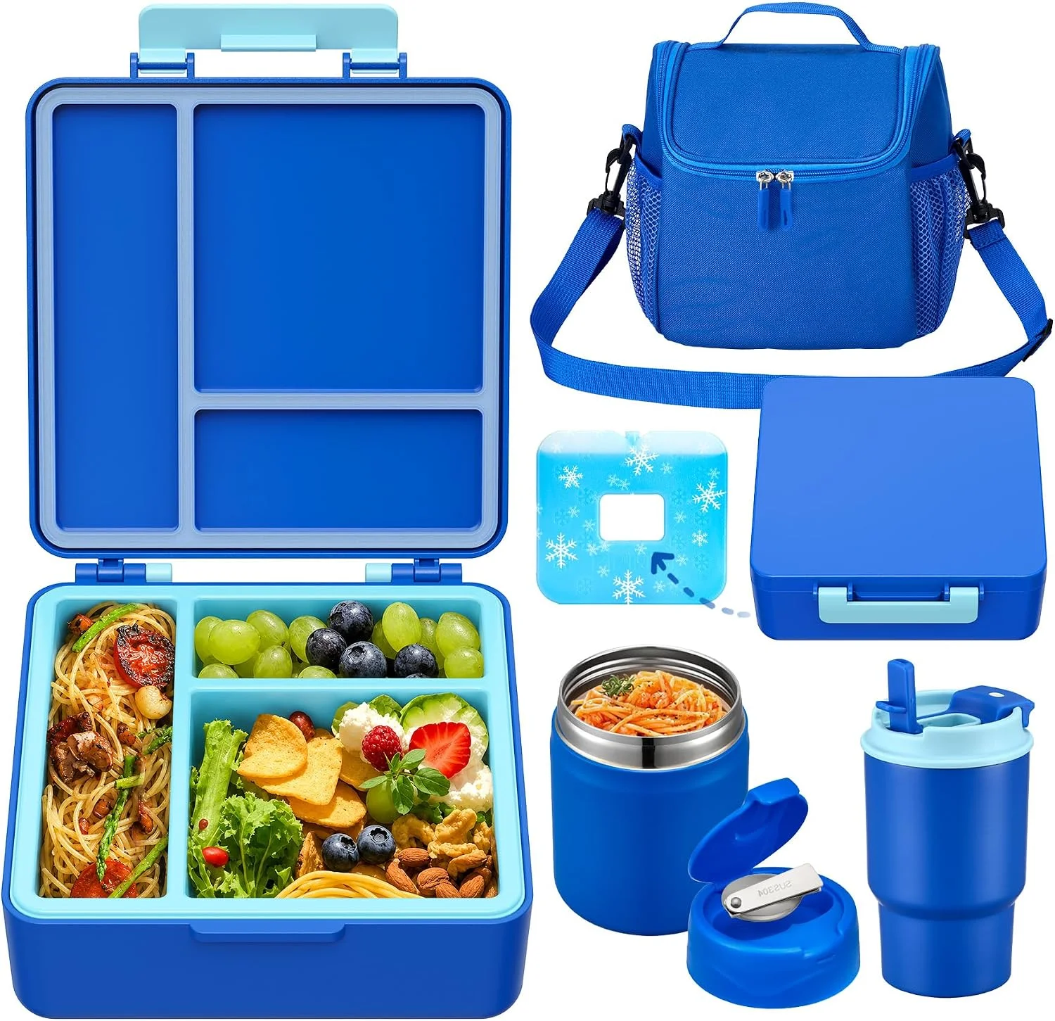 Bento Lunch Box for Kids with 17oz Soup Thermo, Insulated Tumbler Water Bottle and Insulated Lunch Bag, Leak-Proof 3 Compartment Lunch Food Container with Ice Pack for Kids to School-Dinosaur - Image 3