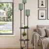 70.9 Floor Lamp with Shelves, Modern Floor Lamp with 3 Linen Shades and Foot Switch, 3-Light Standing Lamp, for Living Room, Bedroom, Study, Office