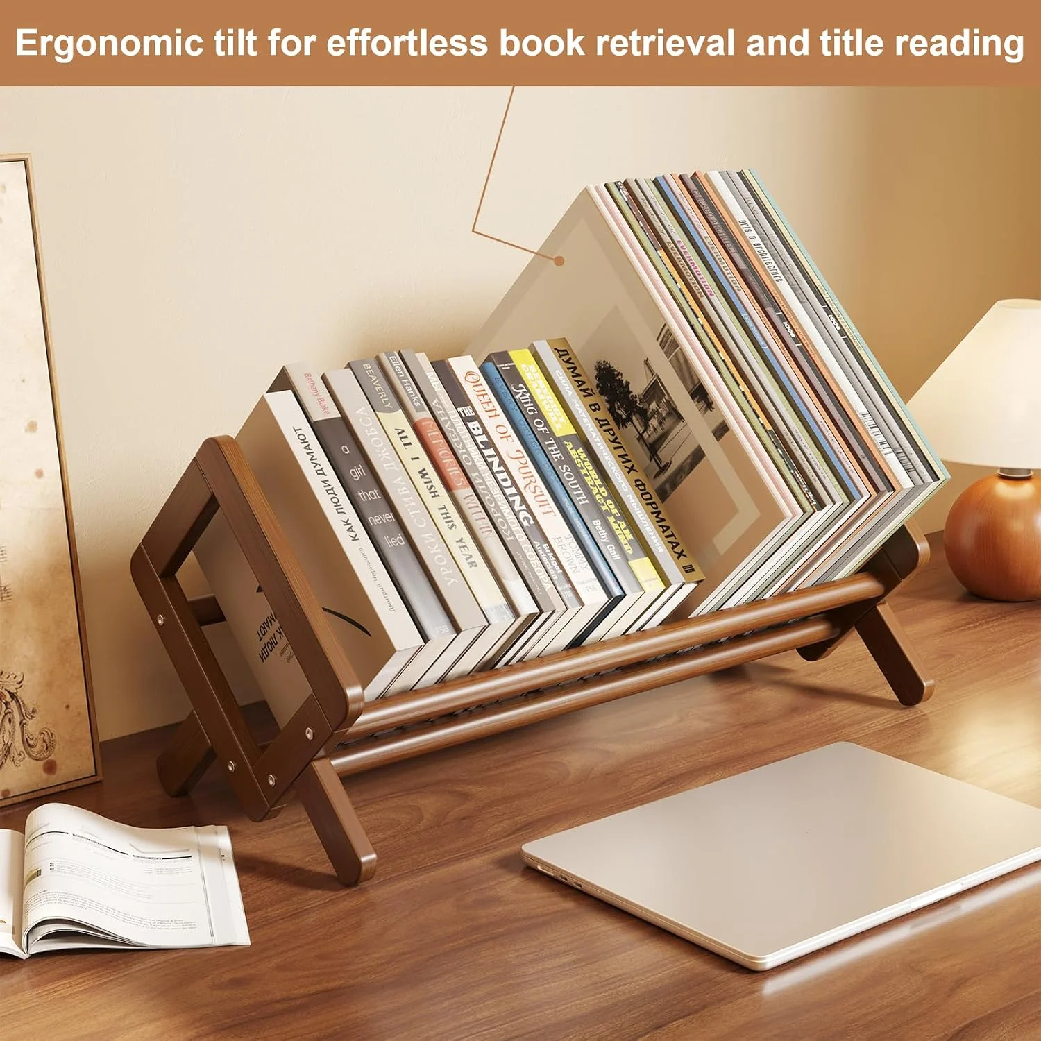 Stable Desktop Bookshelf, Bamboo Under Desk Bookshelf, Book Rack - Image 5