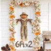Fall Garland for Mantle Fireplace - 2 Pack 6Ft Outdoor Autumn Leaves Decor for Home Front Door with Pumpkins Indoor Maple for Farmhouse Table Stairs