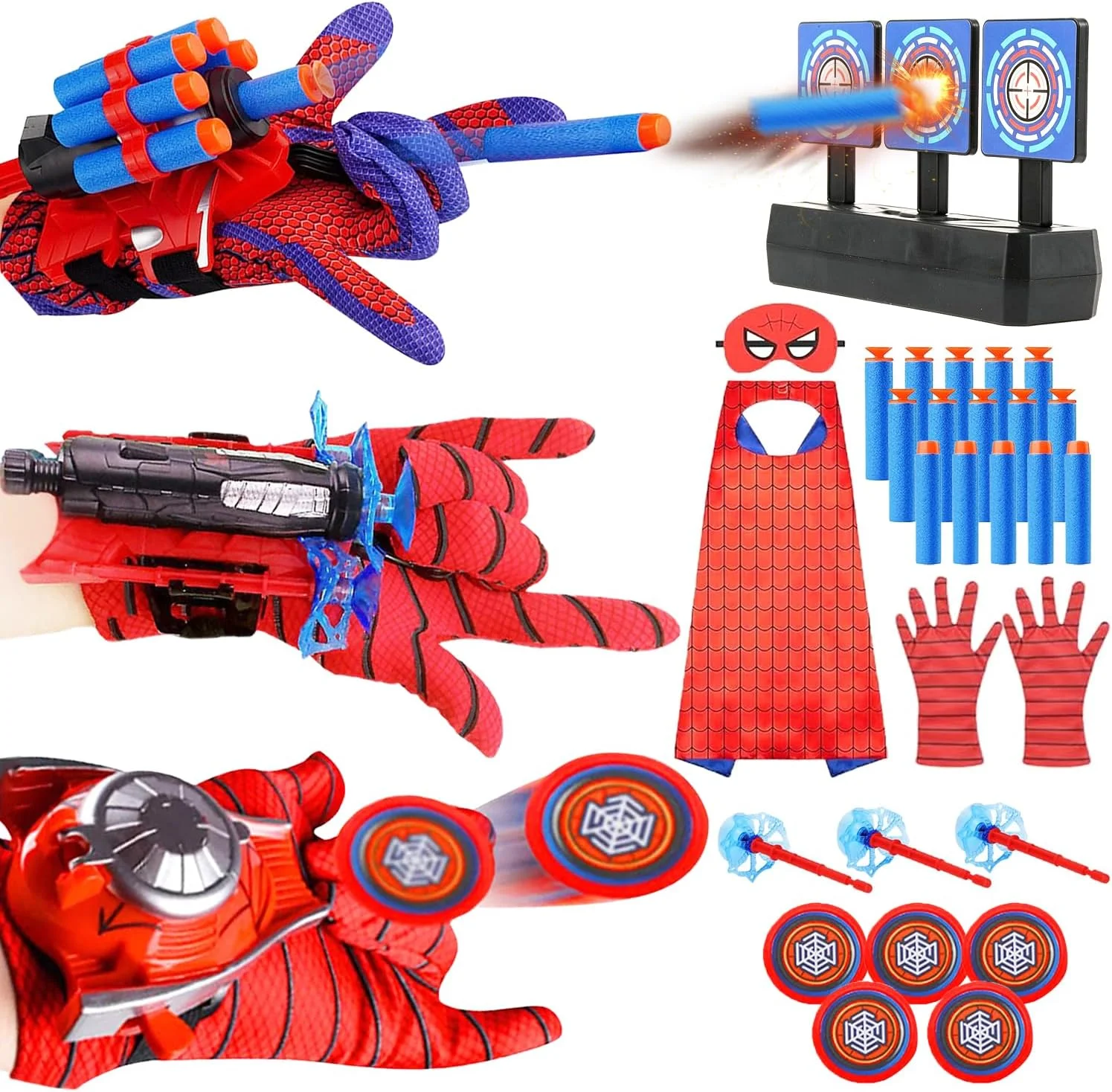 2 Sets Spider Web Shooters for Kids Halloween Party Favors Cosplay Launcher Gloves with Wrist Toy Set Hero Webs Shooter for Kids - Image 2