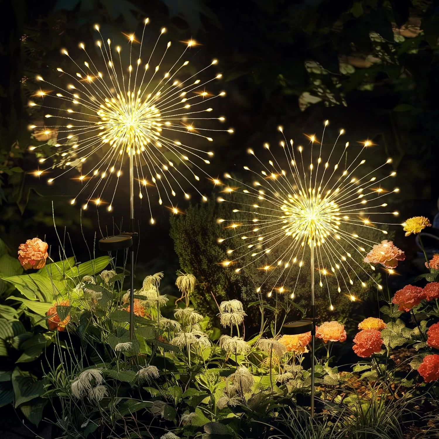 4 Pack Solar Firework Lights Outdoor, Garden Decor, Warm White - Image 2