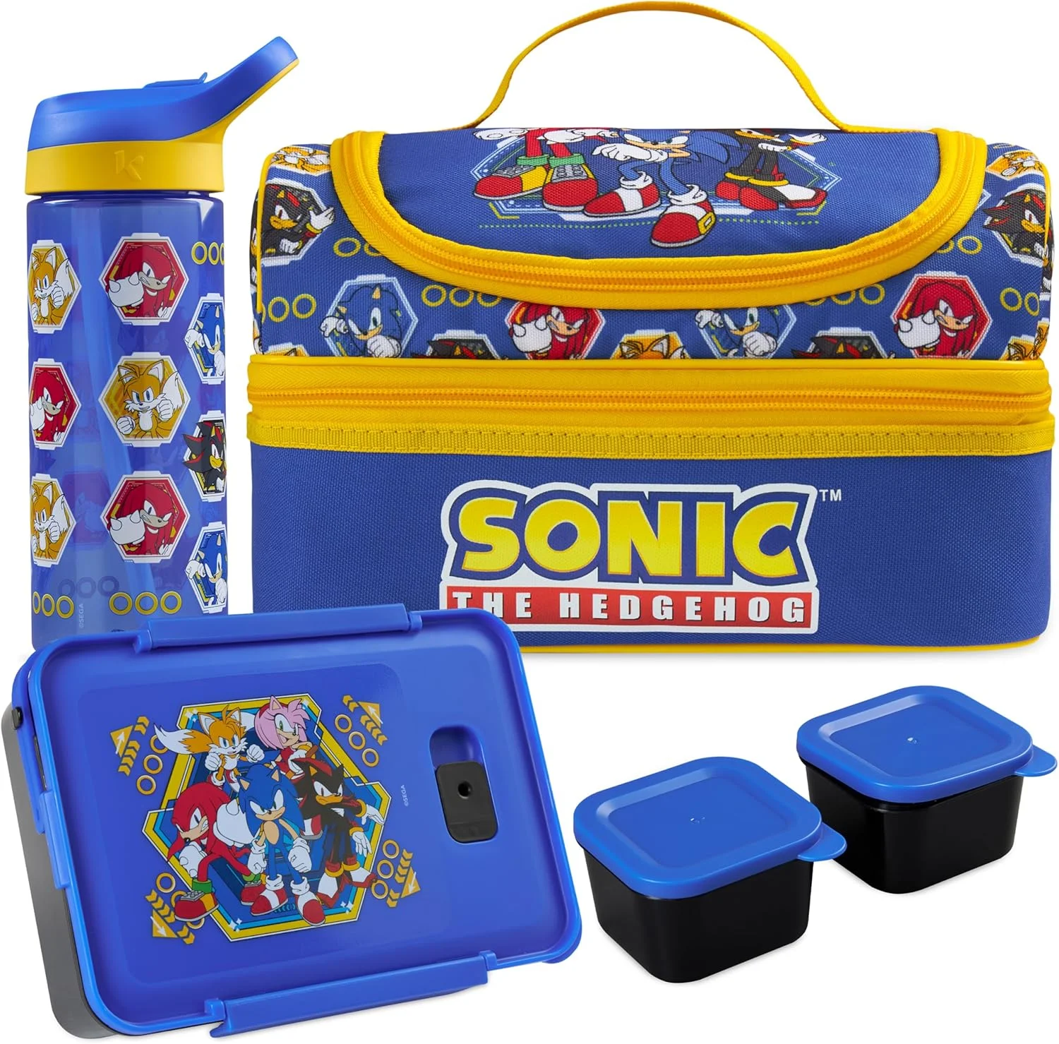Get Trend Minecraft Kids Lunch Box 3 Pc Set with Insulated Lunch Bag, Bento Box with Two Mini Pots & 20 fl oz Water Bottle with Straw for School, Picnic, Creeper Gamer Gifts for Boys (Multi Minecraft)