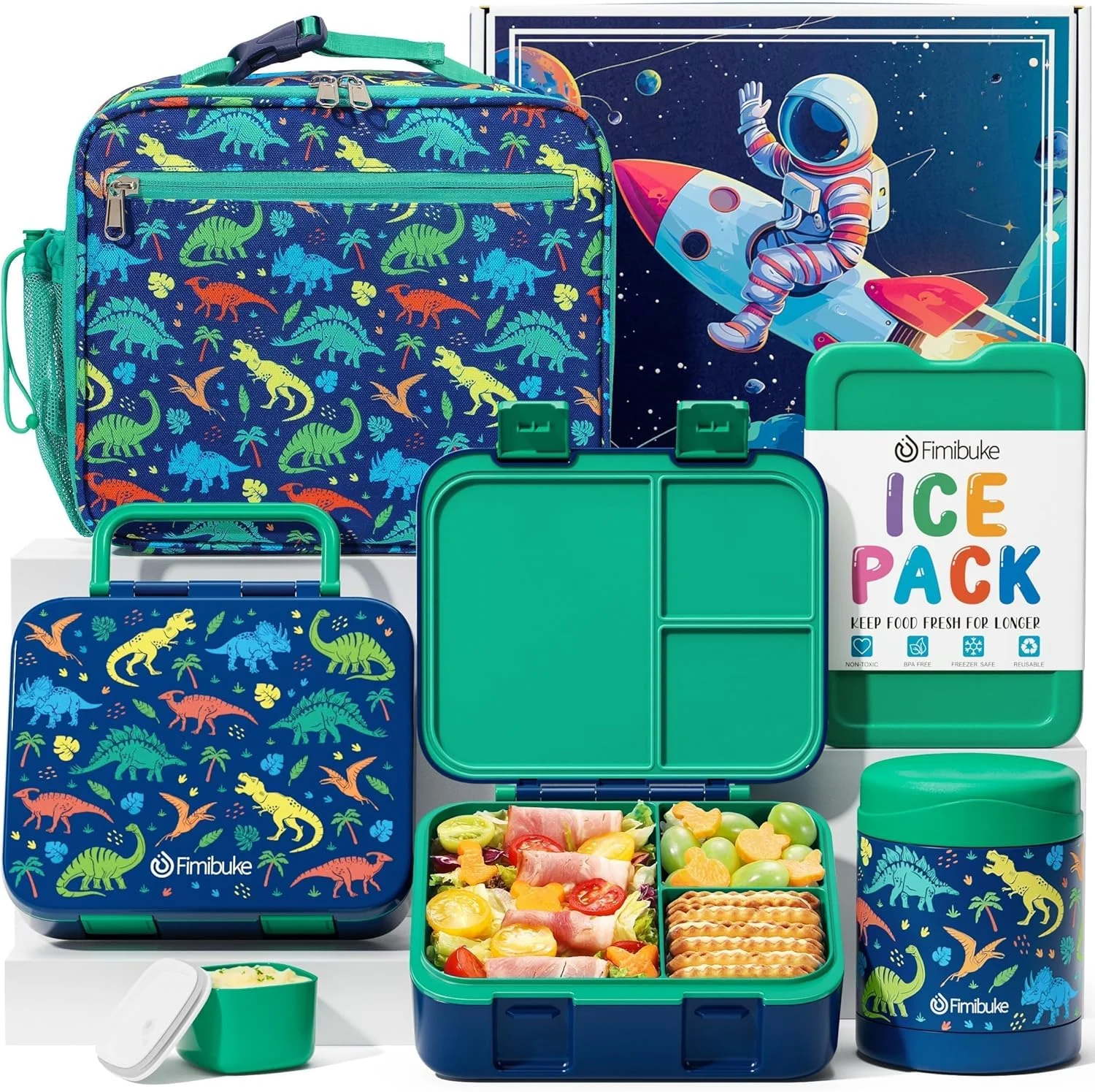 Bento Lunch Box for Kids Toddler Boys with 12OZ Insulated Food Jar - Image 3