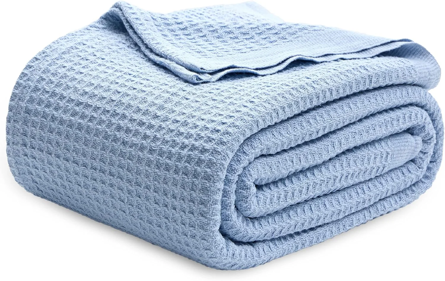 Bedsure 100% Cotton Blanket, Waffle Weave, Queen Size, White, 90x90 - Image 3